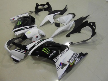 Abs Kits Carenagem Moto Kawasaki ZX 250R 2008-2012 - Preto Branco Monster