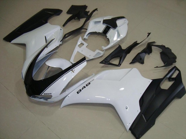 Carenagem Moto Ducati 848 1098 1198 2007-2014 - Branco Preto Fosco